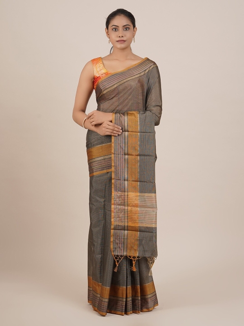 

Pothys Taupe Striped Art Silk Saree