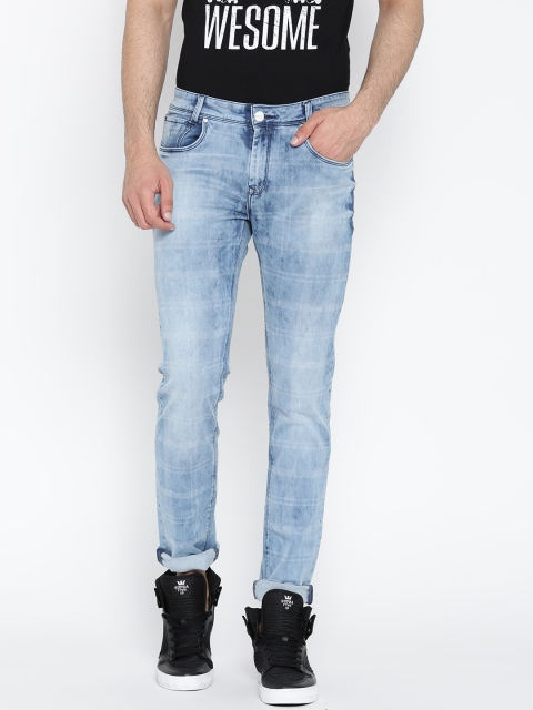 

Mufti Blue Self-Checked Super-Slim Stretchable Jeans