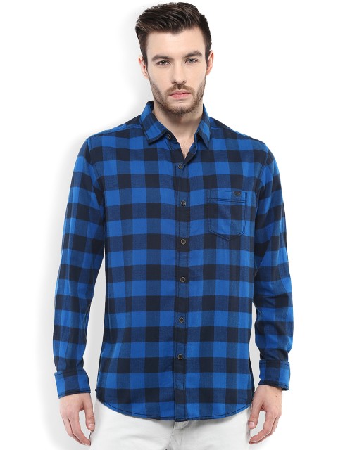 

Mufti Blue Checked Slim Fit Casual Shirt