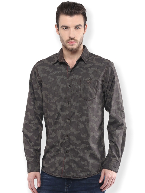 

Mufti Brown & Olive Green Printed Slim Fit Casual Shirt
