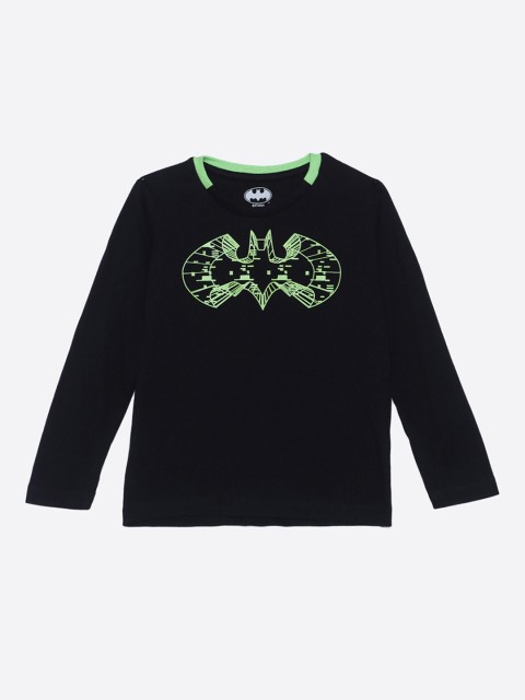 

Kids Ville Boys Black & Fluorescent Green Batman Printed Round Neck Cotton T-shirt