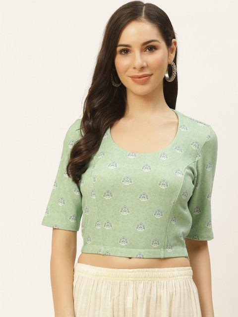 

Ritu Kumar Women Green Ethnic Motif Print Stitched Blouse