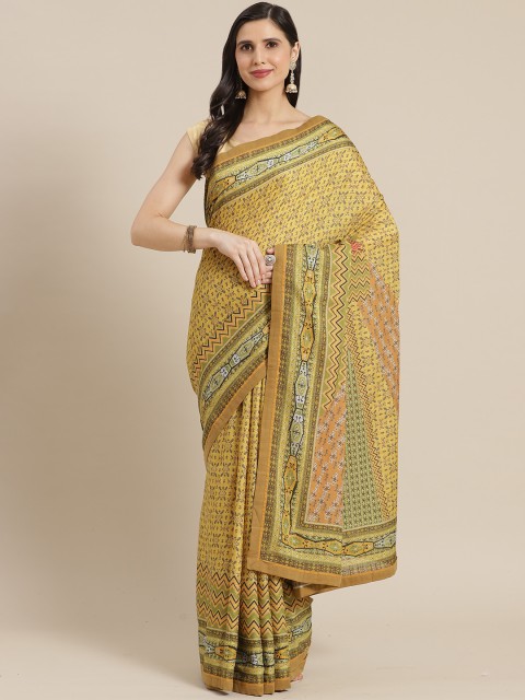 

Ritu Kumar Yellow & Green Ethnic Motifs Saree