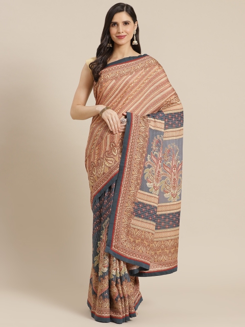 

Ritu Kumar Beige & Blue Ethnic Motifs Saree