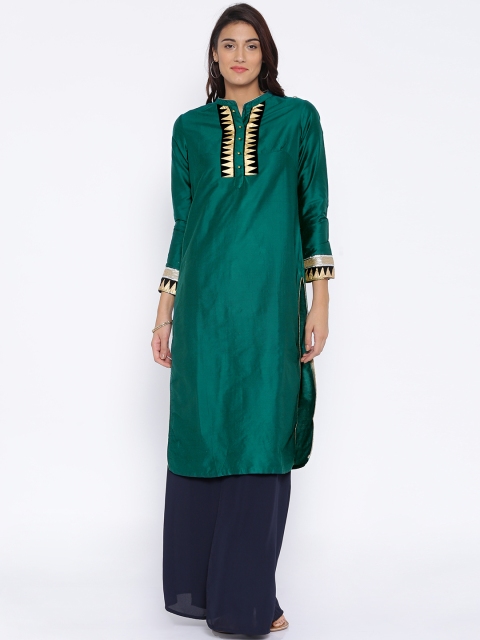 

Anouk Women Green Solid Straight Kurta