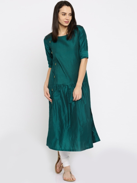 

Anouk Women Green Solid A-Line Kurta