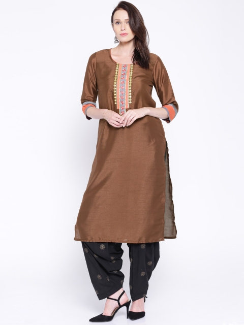 

Anouk Women Brown Kurta with Embroidered Detail