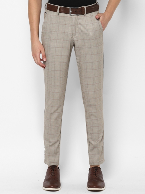 

Allen Solly Men Beige Slim Fit Checked Regular Trousers