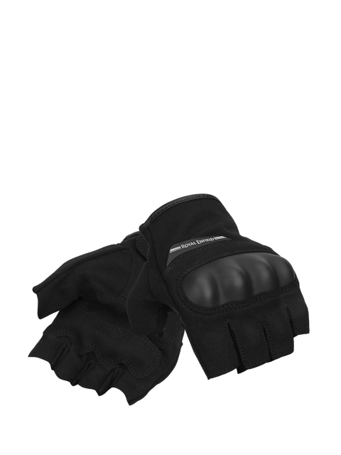 

Royal Enfield Men Black Solid Suede Battle Half Riding Gloves