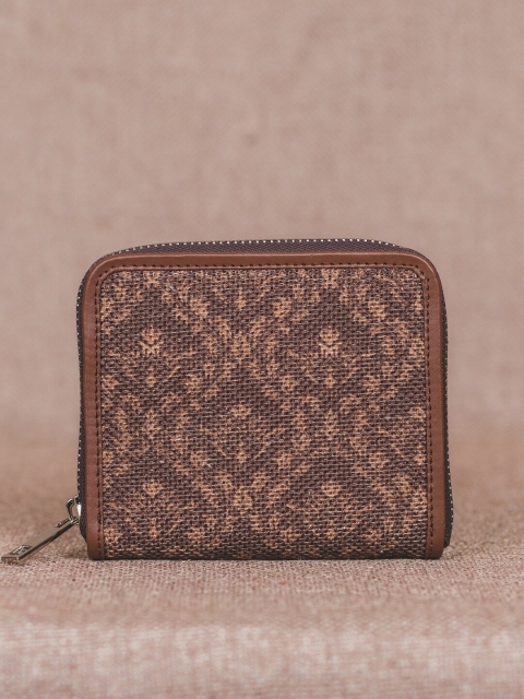 

ZOUK Women Brown Printed Zip Around Sustainable Wallet