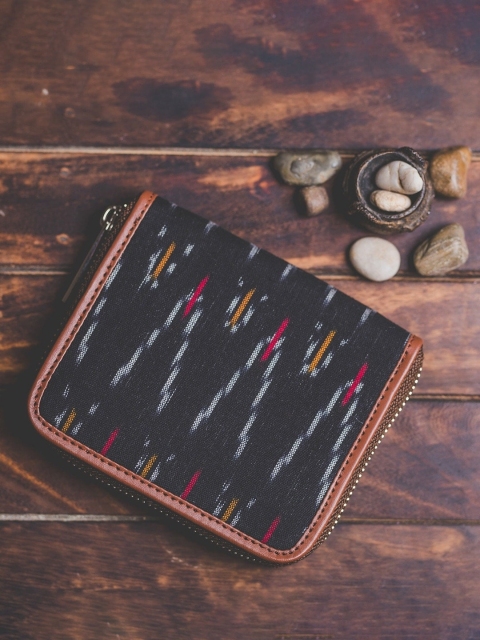 

ZOUK Women Black & Brown Printed Zip Around Sustainable Wallet