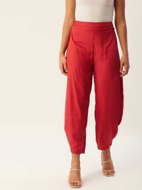 

aarke Ritu Kumar Women Red Solid Dhoti Pants