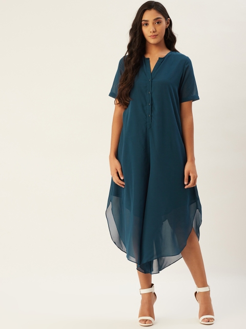 

aarke Ritu Kumar Teal Blue Asymmetric Hem Layered Culotte Jumpsuit