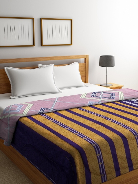 

KLOTTHE Multicoloured Striped AC Room 500 GSM Double Bed Comforter, Multi