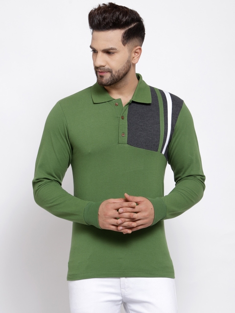 

Kalt Men Green Polo Collar T-shirt