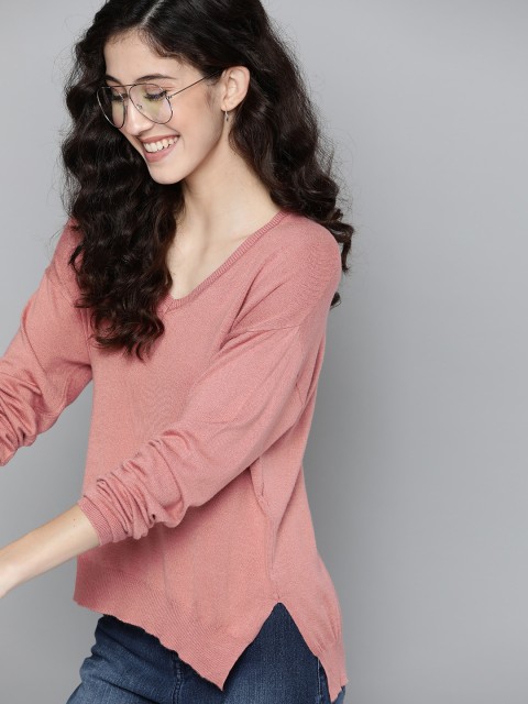 

Mast & Harbour Women Dusty Pink Solid Pullover