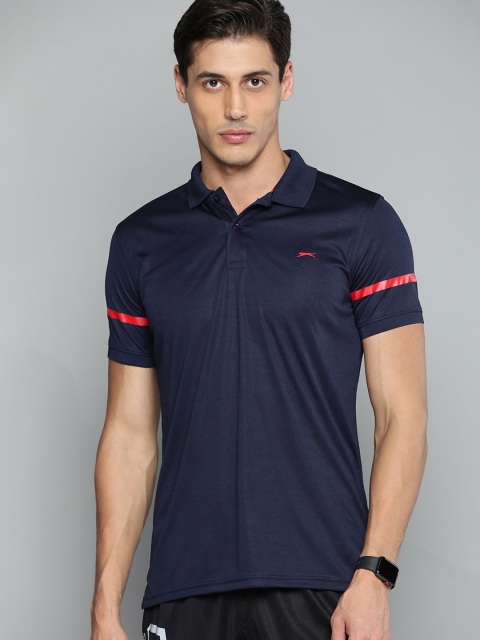 

Slazenger Men Navy Blue Solid Polo Collar T-shirt