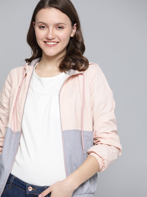

Mast & Harbour Women Pink Grey Colourblocked Tailored Jacket