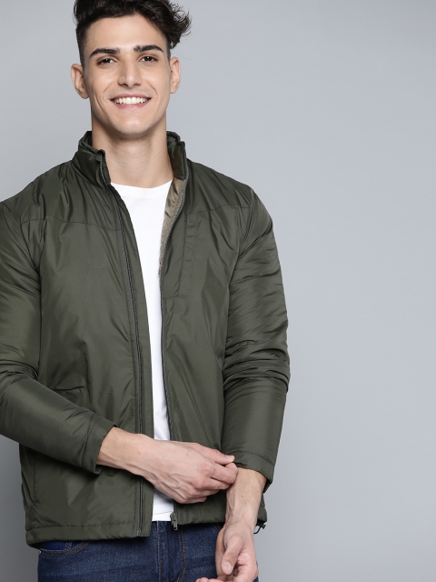 

Mast & Harbour Men Olive Green Solid Padded Jacket