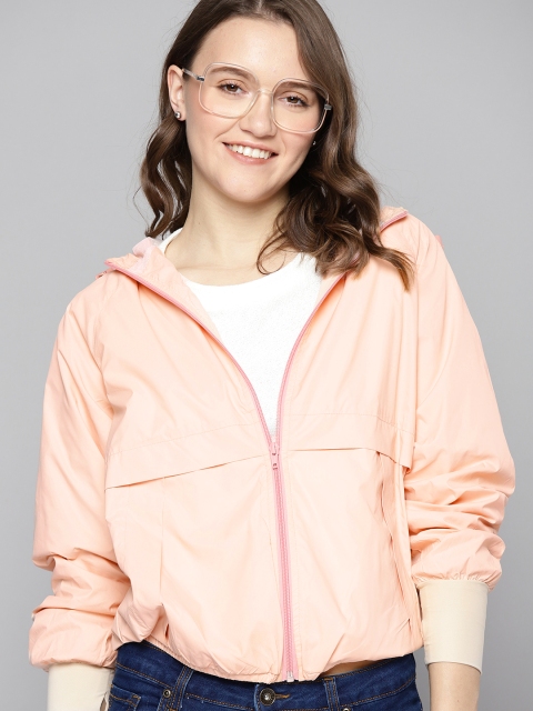 

Mast & Harbour Women Peach-Coloured Hooded Solid Tailored Jacket