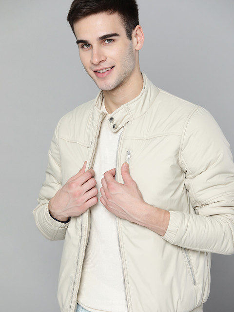 

Mast & Harbour Men Beige Bomber Jacket
