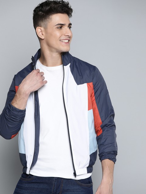 

Mast & Harbour Men Navy Blue & White Colourblocked Tailored Jacket