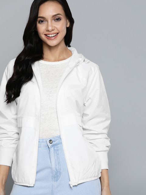 

Mast & Harbour Women White Solid Hooded Tailored Jacket