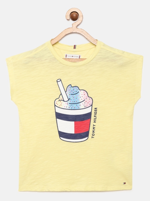 

Tommy Hilfiger Girls Yellow Printed Pure Cotton T-shirt