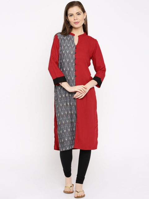 

Anouk Women Red Solid Straight Kurta