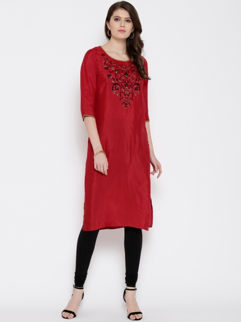 

Aurelia Red Embroidered Kurta