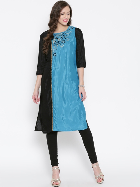 

Aurelia Blue & Black Embroidered Kurta