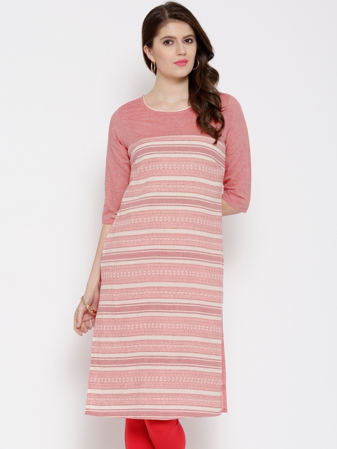 

Aurelia Pink & Off-White Aztec Pattern Kurta