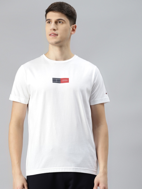 

Tommy Hilfiger Men White Printed Organic Cotton T-shirt