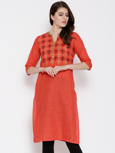 

Aurelia Orange Printed Kurta