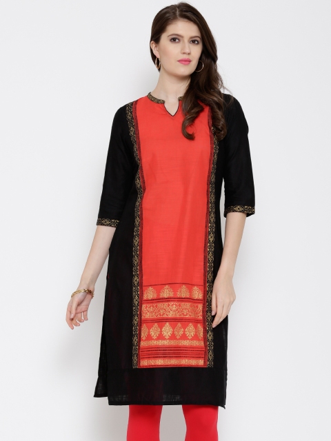 

Aurelia Orange & Black Colourblocked Kurta