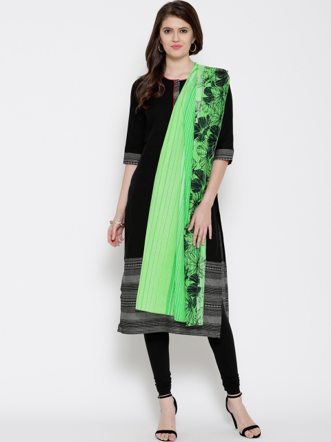 

Aurelia Green & Black Floral Print Dupatta