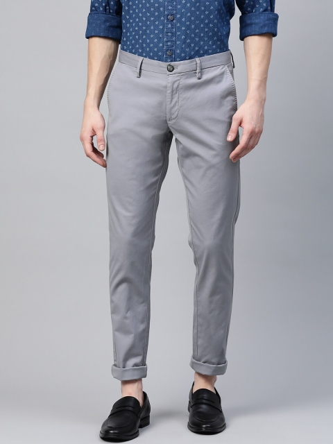 

Indian Terrain Men Grey Brooklyn Slim Fit Solid Regular Trousers