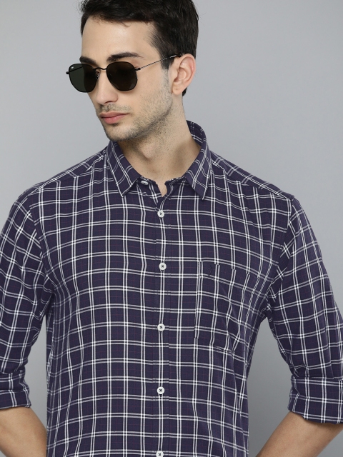 

Indian Terrain Men Blue Slim Fit Checked Casual Shirt