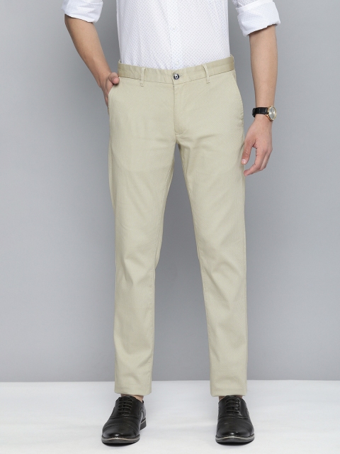 

Indian Terrain Men Beige Self Design Slim Fit Chinos