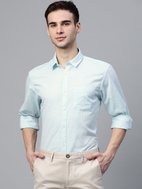 

Indian Terrain Men Blue Striped Slim Fit Pure Cotton Smart Casual Shirt