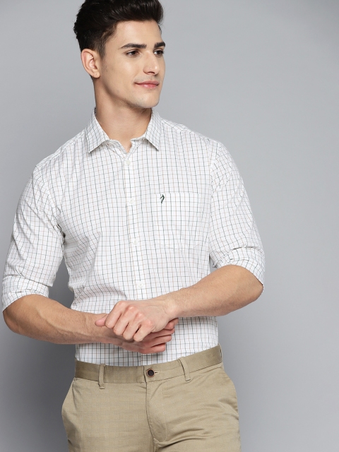 

Indian Terrain Men White Slim Fit Grid Tattersall Checks Checked Casual Shirt