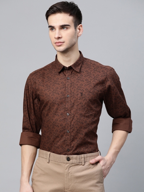 

Indian Terrain Men Brown Printed Pure Cotton Slim Fit Casual Shirt