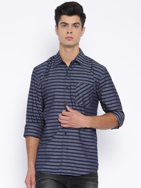 

Wrangler Navy Striped Casual Shirt, Navy blue