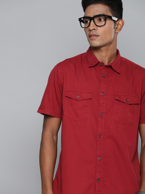 

Indian Terrain Men Red Slim Fit Casual Shirt