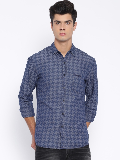

Wrangler Navy Slim Fit Casual Shirt, Na