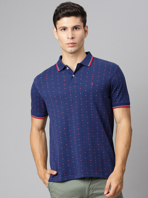 

Indian Terrain Men Navy Blue & Red Printed Polo Collar T-shirt