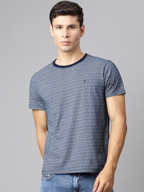 

Indian Terrain Men Navy Blue Printed Pure Cotton T-shirt
