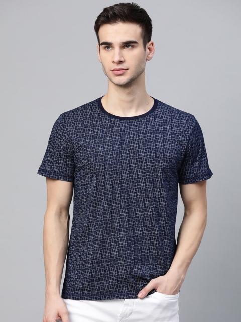 

Indian Terrain Men Navy Blue Printed Pure Cotton T-shirt