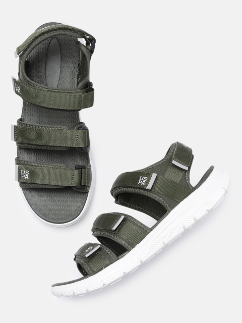 

U.S. Polo Assn. Men Olive Green Solid Sports Sandals