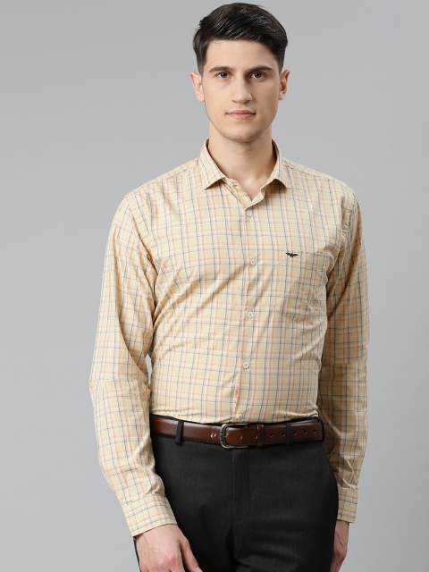 

Park Avenue Men Yellow Slim Fit Pure Cotton Tartan Checked Formal Shirt